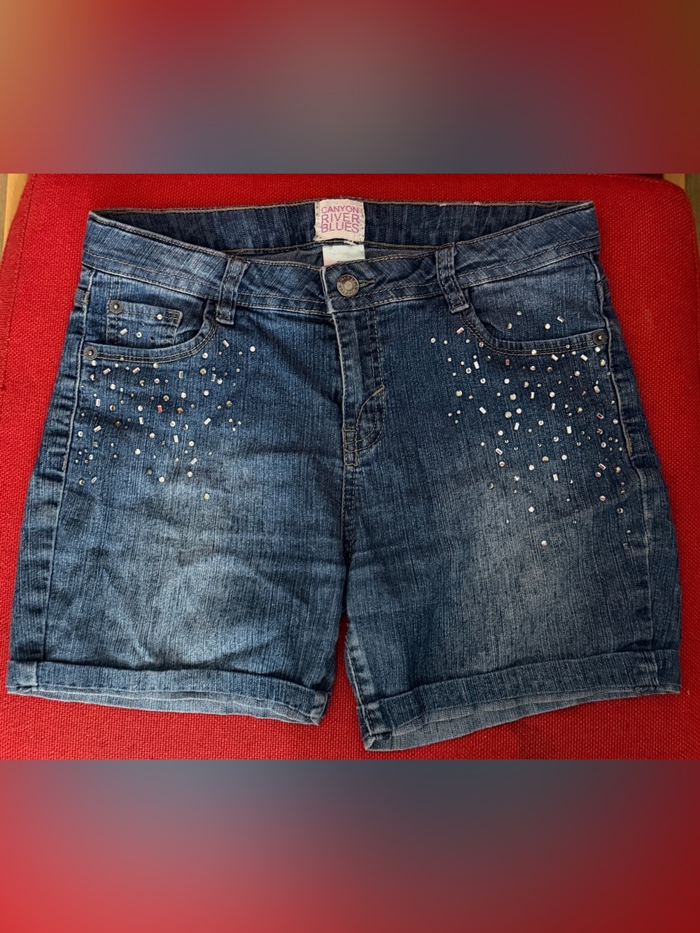 Canyon River Blues Women's Blue Denim Shorts with Rhinestone Accent